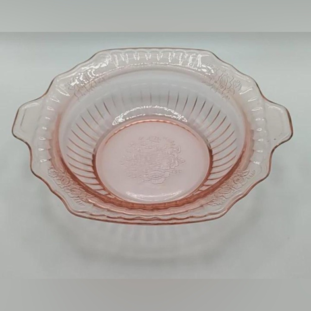 Vintage Anchor Hocking Mayfair “Open Rose”Pink Depression Glass Bowl